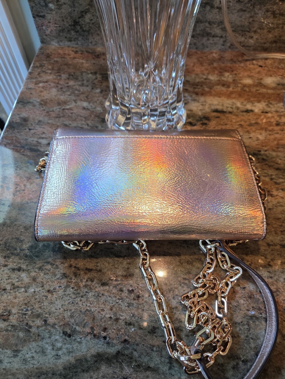 Tory Burch Iridescent Rose Gold Chain Crossbody Bag - Picture 9 of 9